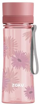 Zoku Botella Tritan de 400 ml, diseño floral rosa