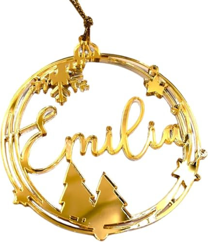 decoresca Personalisierte Weihnachtsbaum-anhänger, 1 Stück, Christbaumanhänger, Weihnachten Deko mit Wunsch Name, Weihnachten Geschenk, Geschnitten aus Acryl oder Holz