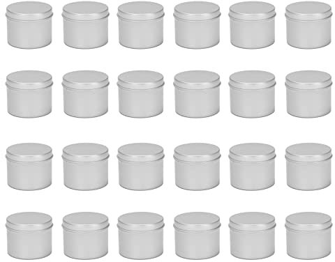 Giilayky Lot de 24 BoîTes Rondes en MéTal BoîTe à Bougie ÉTain Noir en Aluminium Pot de Stockage Pot Vide BoîTes Simples CrèMe CosméTique Conteneur