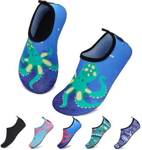 SAGUARO Badeschuhe Kinder Wasserschuhe Kleinkind Schwimmschuhe Strandschuhe Jungen Mädchen Aquaschuhe für Strand Schwimmbad, Blau, 32/33 EU