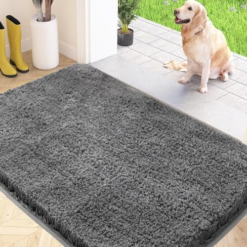 Foxcool Door Mats Indoor Bath Mat Non Slip Dirt Trapper Doormat Soft Absorbent Entrance Rug Floor Mat Indoor Mats for Front Back Door, Entryway,Bathroom,Pets and Dogs (Grey, 50X80)