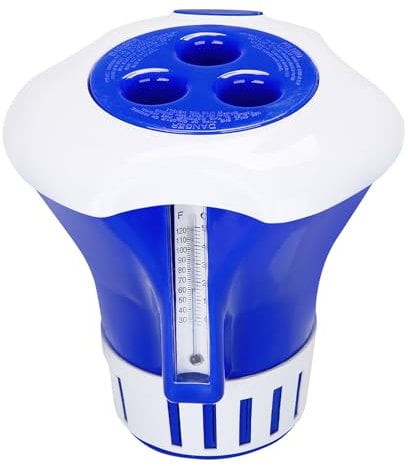 Darryy Dispenser Chimico Per Piscina Con Termometro, 7 Inch Dosatore Galleggiante Cloro Piscina, Dispenser Cloro Piscina, Per La Clorazione e La Bromurazione Automatica Delle Piscine