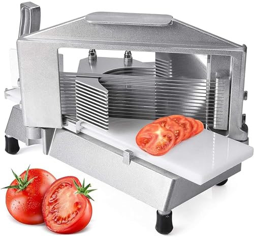 Amhuui Trancheuse À Fruits Et Légumes Commerciale, Trancheuse À Tomates Robuste De 3/16 Pouces, Coupe-tomates Manuelle Avec Lames Remplaçables En Acier Inoxydable Avec Planche À Découper Intégrée