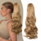 Gairyan 50cm Postiche Queue de Cheval avec Pince Extensions de Cheveux Naturel a Clip Ondulé Extension Queue de Cheval Synthétique Rajout Cheveux Claw on Ponytail Longue Bouclée - Blond foncé