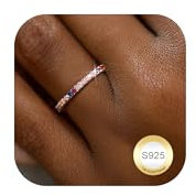 Dochais Gold Ring Frauen 925 Sterling Silber | 14K Vergoldet Enternity Ring Bunte Zirkonia Fingerring Diamant Verlobungsring Trauringe Eheringe Promise Ringe Schmuck Geschenk für Damen