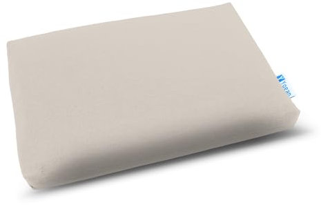 Yogan Kopfkissen/Kopfpolster (2,5 cm) für Yoga/Pilates, Außenbezug aus Bio-Baumwolle (abnehmbar und waschbar), Innenbezug mit recycelter Faserfüllung, 30 x 20 x 2,5 cm, Elfenbeinweiß