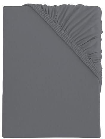 s.Oliver Spannbettlaken 90x200-100x200 cm- 100% Baumwolle, für Matratzen bis 25 cm, besonders weich & angenehm, Spannbetttuch dunkelgrau