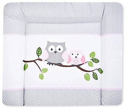 Julius Zöllner® Wickelauflage Softy 65x75 cm - weiche Wickelunterlage - Baby Wickeltischauflage - Folie, wasserdicht & abwischbar - Made in Germany - OEKO-TEX Standard 100 - Eulen rosa