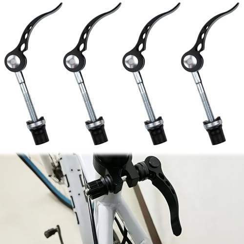 Bntyok 4 Stück M6 x 65 schwarze Fahrrad-Sattelklemme Sattelstütze Schnellspanner Sattelteile für Klappfahrrad Mountainbike