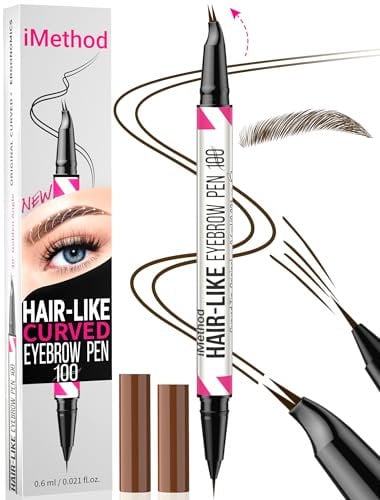 iMethod Curved Augenbrauenstift - Dual-Ended Augenbrauenstift mit gebogener & präziser Bürstenspitze, Microblading-Eyebrow Pencil für natürliche Augenbrauen, Dark Brown