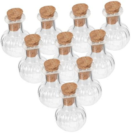 Alipis 10pcs Miniature Bottles Empty Glass Vials Cork Stoppers Tiny Glass Jars for Diy Decorations