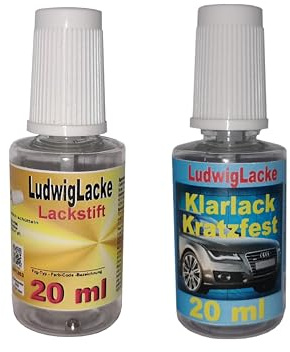 LudwigLacke Lackstift-Set Autolack in Wunschfarbe + Klarlack mit je 20ml