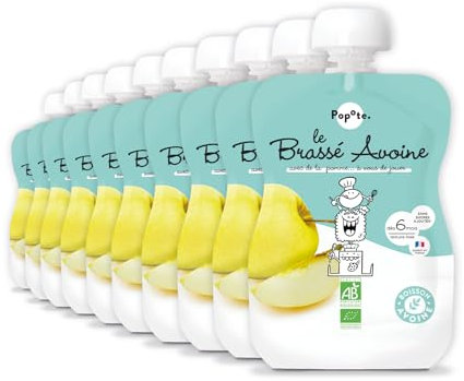 POPOTE - Brassé Avoine Pomme Bio Bébé 100 g - Dès 6 Mois - Gourde Individuelle - Yaourt Texture Onctueuse - Alternative Végétale Lait - Format Pratique à Emporter - Pack Familial 10 x 100 g
