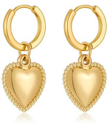 LILIE&WHITE Boucles d'oreilles Créoles Dorées avec Pendentifs Cœur et Cristaux Étincelants – Boucles d'Oreilles Élégantes et Féminines pour Femme – Idéales pour Toutes les Occasions