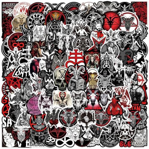 100PCS Gothic Aufkleber Set Horror Gothic Aufkleber Schwarz und Weiß für Tagebücher, Wasserflaschen und Skateboards, Halloween-Abziehbilder