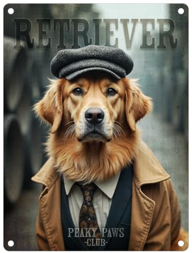 Small (150 x 200mm) Metal Sign - Peaky Paws Club - Retriever