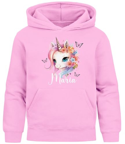 SpecialMe® Kinder Hoodie Mädchen Einhorn Wunschname personalisierte Mädchengeschenke mit Namen