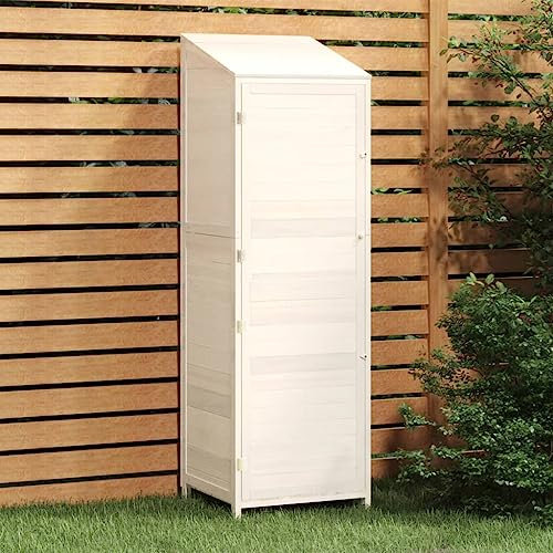 Casa/Giardino - Casetta da giardino in legno massello di abete, 55 x 52 x 174,5 cm, colore: Bianco