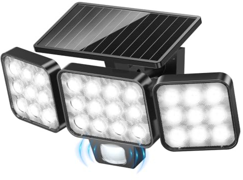 GEARLITE Solar Security Lights Outdoor Motion Sensor 3500LM 270° Wide Angle | IP65 Waterproof, 3 Modes Solar Lights Outdoor Garden, Up to 15hrs Runtime Outdoor Lights Ideal for Garage, Front Door, Yard