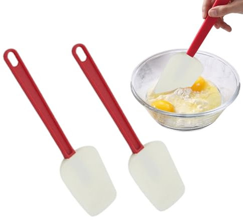 Dinghaole Heat Resistant Spatula Spoon,Rubber Spatula for Cooking 255mm/10 inch,High Heat Resistant Silicone Scraper Spoon,Non-Stick Cookware Compatible,Commercial Spatula for Cooking,Red,Spoonula