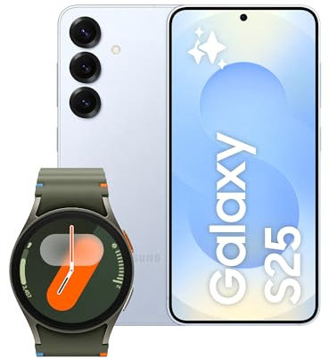 Samsung Galaxy S25 con Galaxy Watch7 40mm BT Green, Smartwatch Fitness Tracker, Smartphone AI con 3 anni di Garanzia del produttore, RAM 12GB, 256GB, Icyblue