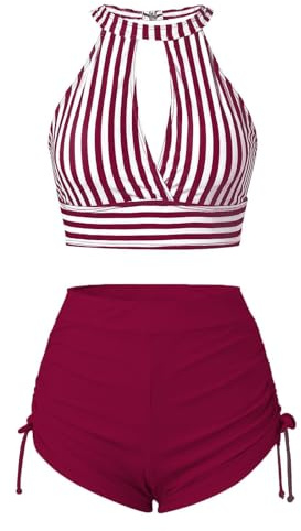 TOFOTL Votre Compte Ensemble Femme Ventre Plat Imprimée Classique Vêtements Maillot De Bain Push Up Rembourré Extérieur Décontracté Ete Push Up Vacances Maillot De Bain Push Up Bandeau Rose Vif S
