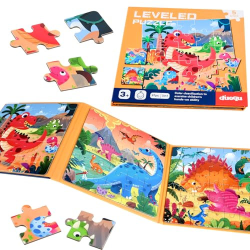 NEBURORA Magnetische Puzzles für Kleinkinder, 97-teilige Dinosaurier-Puzzles, pädagogisches Reisespielzeug für Kinder im Alter von 2–5 Jahren, Kindergeburtstag Gastgeschenke