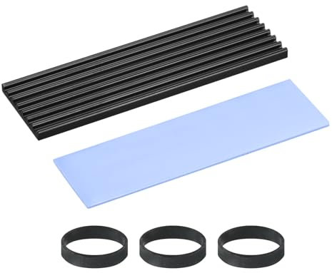 PATIKIL M.2 2280 Nvme SSD Heatsink 70x22x3mm, Radiator Cooler Aluminum Heat Sink Cooling Fin with Thermal Pads/Tape/Rubber Ring for Laptop Electronics CPU Led, Black