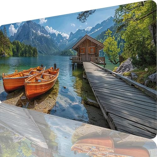 Mauspad Blau Mauspad XXL 1500x800x3 mm XXL Mousepad Berg Mousepad Gaming Zubehör mit Vernähten Kanten Design, Waschbares Mouse Pad Wasserdicht und Langlebig für Maus und Tastatur, Office Deko 64-Xt