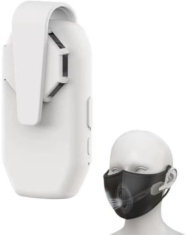 Summer Mini Mask Fan, Portable USB Rechargeable Clip-On Cooling Fan for Face Mask, Personal Wearable Air Circulation Mask Fan, Silent Air Purifier Lightweight Anti-Stuffy for School Outdoor White