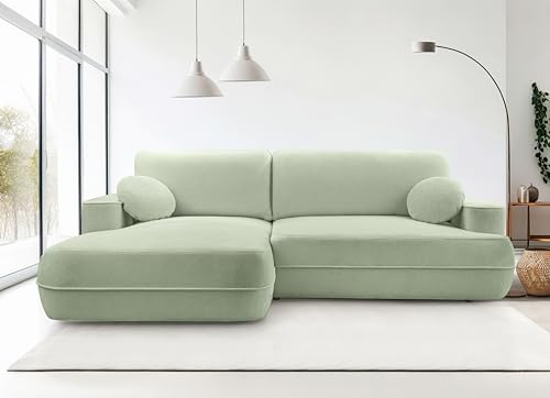AXLIVING Ecksofa mit Schlaffunktion Peoni 267 cm salbeigrüner Stil L