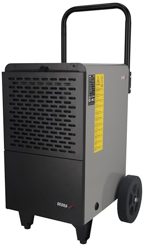 DEDRA Bautrockner Bau-Luftentfeuchter 750 W 50 L/24 h Beh. 7 l Anzeige, sehr effizient bis zu 180 m² unerwünschte Feuchtigkeit aus Räumen entfernt, automatische Abtaufunktion, waschbarer Netzfilter