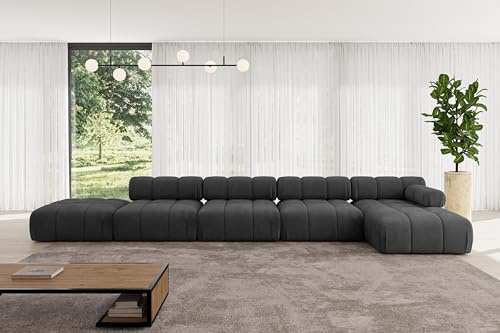 ALTDECOR Modulares Sofa Ecksofa in L-Form Corner modular Sofa Eckcouch Couch Wohnlandschaft Cauchsofa Polstersofa Lizur-L3-475x160x70 cm Schwarz