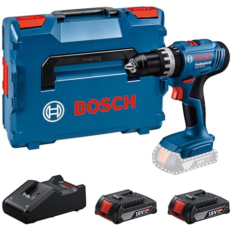 BOSCH Professional 18V System perceuse-visseuse sans-fil GSB 18V-25 (Ø vis max. 10 mm, avec 2 batteries GBA 2,0 Ah, GAL 18V-40, L-BOXX) Battery Powered