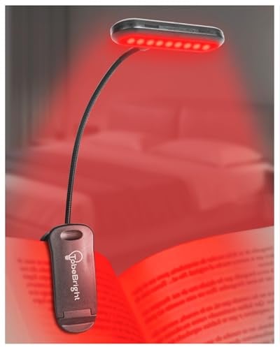 TobeBright Leselampe Buch Klemme LED mit Rotem Licht, USB-C Wiederaufladbar Clip-on-Buchlampe Null Blaues-Licht Augenpflege, Geschenk für Kinder, Lesen Lernen in der Nacht