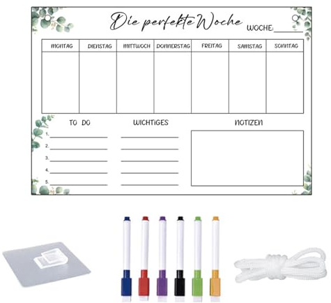 Wochenplaner Abwischbar Aus Acrylglas Für Die Haushaltsplanung 30 X 20cm Memoboard Mit 6 Whiteboardmarkern Wochenplaner Familie Aufhängbare Familien-To-Do-Liste