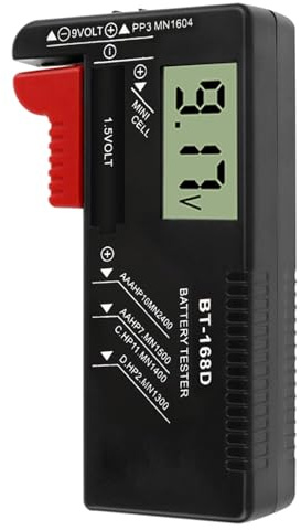 Comprobador de Pilas y Baterías,Universal Digital BT-168D para Pantalla LCD | Battery Tester Compacto y Portátil para Uso Doméstico, Medidor de Carga Pilas AA AAA C D 9V 1,5V y Pilas de Botón