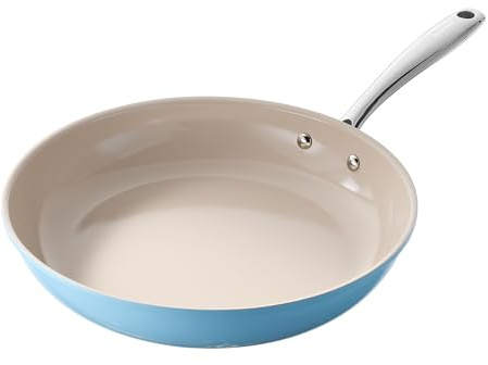 Redchef Keramik Pfanne 28cm, Antihaft Keramikbeschichtung Bratpfannen mit Edelstahlgriff, PTFE-frei PFOA-frei PFAS-frei, Backofenfest, Blau