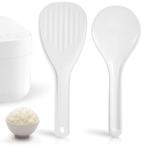2 Pcs Rice Spoon, White Non-Stick Rice Paddle, Food Grade PP Acrylic Spatula for Electric Rice Cooker Home Kitchen Cooking Serving
