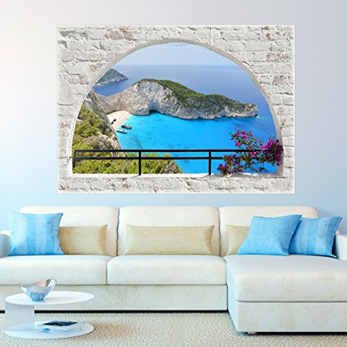decomonkey | Optische Täuschung | Weitblick Fensterblick 3D Wandillusion ca 140x100 cm Wandbild Fototapete Tapete Poster XXL Vlies Leinwand Bilder Dekoration TOC0040aM
