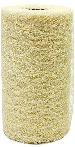 PsmGoods® Vintage Spitze Rolle Tischläufer Stuhl Schärpe für Hochzeit Festival Event Stuhl Tischdekoration 15 cm x 22 m (cremefarben)