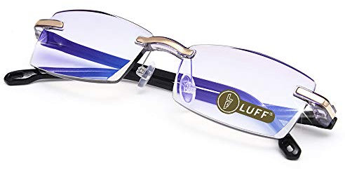 LUFF Lesebrille Hd Anti-Blue Diamond Cut Edge Rahmenlose Lesebrille (+2.0)