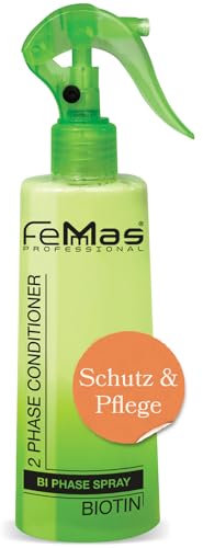 FemMas Bi-Phase Biotin Leave In Conditioner Sprühkur 300ml I 2 Phasen Feuchtigkeitsspray I Haarpflege-Spray ohne Ausspülen I schützend und feuchtigkeitsspendend I Anti-Frizz Detangler Haar-Kur