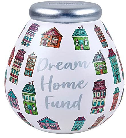 Pot of Dreams Multicolor Hand Painted Dream Home Fund Save & Smash Handcrafted Ceramic Money Box Eco Freindly & Recyclable Piggy Bank Travel Gift and Saving for Home Funds & Decor