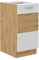 Unterschrank 40 cm Eiche Artisan + Weiß Hochglanz Küchenzeile Küchenblock Küche
