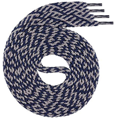 Swissly 1Paar Flache Schnürsenkel für Sneaker und Sportschuhe - sehr reißfest - ca. 7,0 mm breit aus 100% Polyester, Farbe: Navy/Grey Länge: 110cm