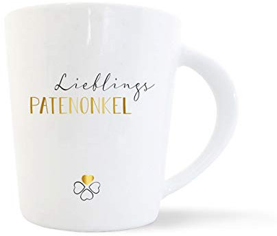 mintkind® Kaffeebecher Lieblings Patenonkel | Porzellan Kaffee Becher Tasse Weiß | Geschenk für den Taufpaten | Für den Patenonkel Geburtstag, Ostern, Weihnachten & als Dankeschön | Idee