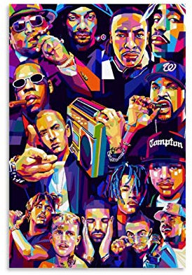YZLI Hip Hop Rapper berühmter Kunstdruck auf Leinwand, modernes Design, 60 x 90 cm