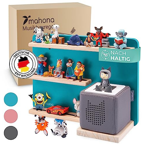 mahona Tonie Regal - kompatibel mit Toniebox & Tonie Figuren Aufbewahrung - Platz für bis zu 27 Figuren - Toniebox Regal Mädchen & Junge - Wandregal Kinderzimmer - Zubehör für Toniebox Starterset