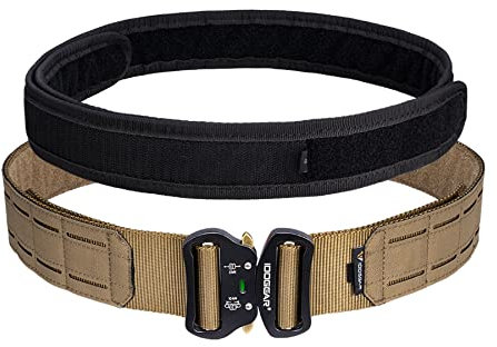 IDOGEAR Taktischer Gürtel Molle 2 Zoll Kampfgürtel mit 1,75 Zoll Innengurt Schnellverschluss Hochleistungsgürtel Lasergeschnittener (Large for waist 96-106 cm, Coyote Brown)